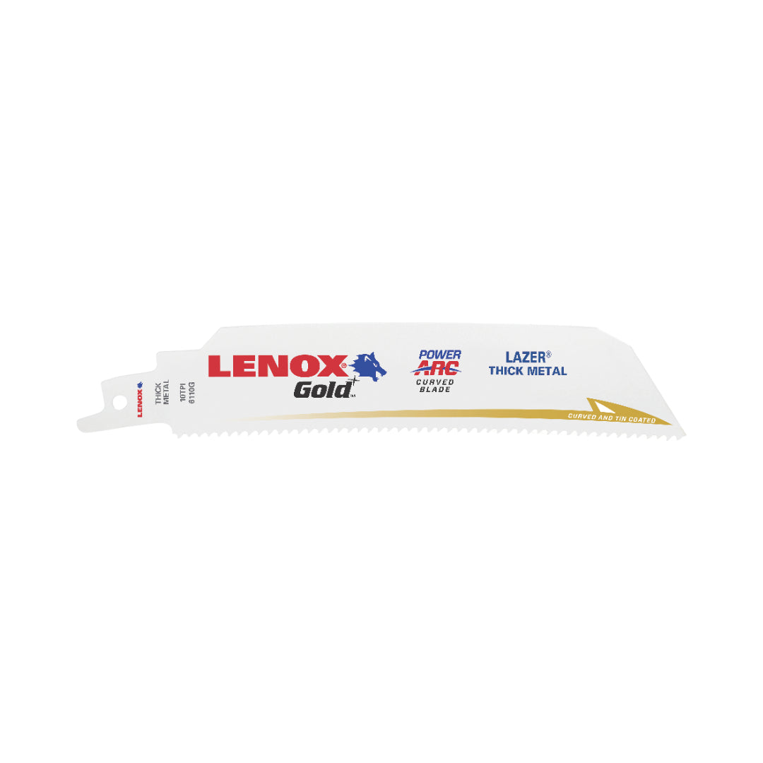 Jeu de 5 lames de scie alternative Lenox Gold pour coupe de métal épais, 6 po, 10 TPI (6110G)