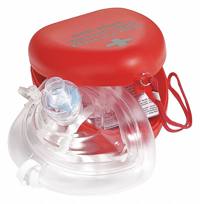 CPR Mask with Unidirectional Valve and Oxygen Inlet in Plastic Housing ...